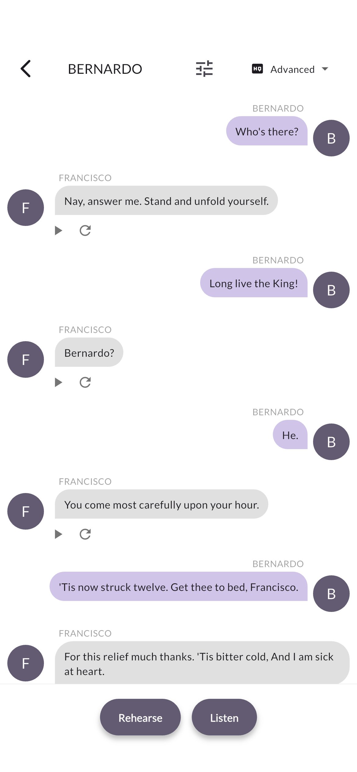 Understudy customize rehearsal screen
